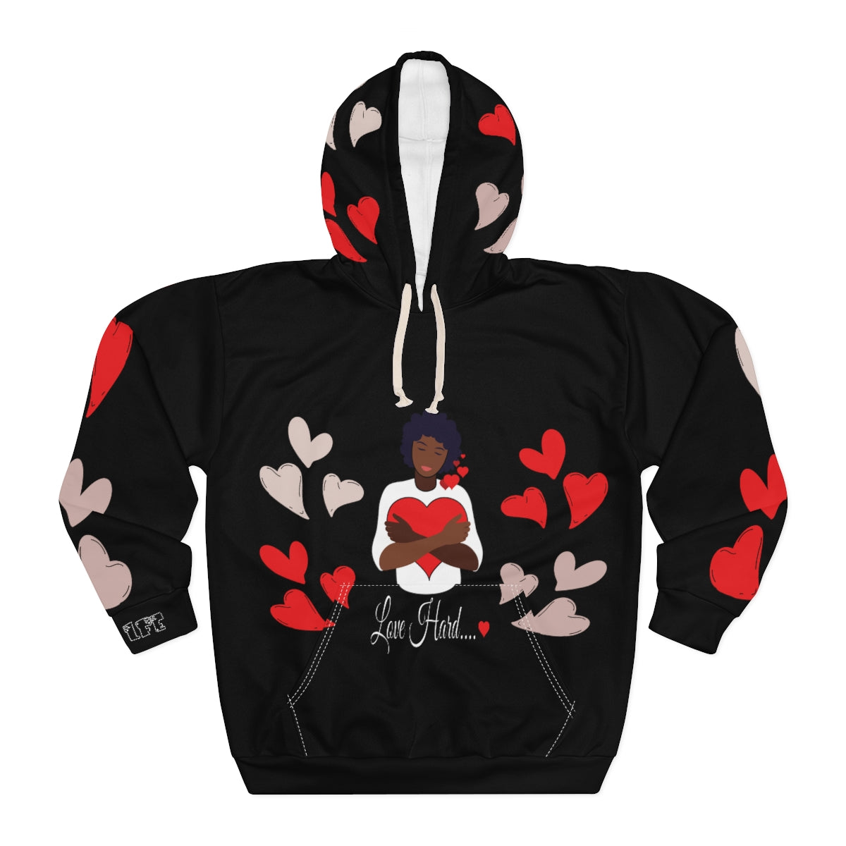 LOVE HARD BLK Unisex Pullover Hoodie - PDR L.F.E. 
