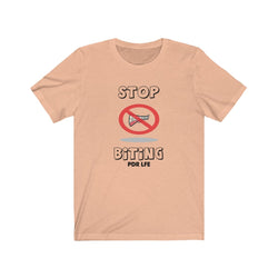 STOP BITING FEMALE Unisex Jersey Short Sleeve Tee - PDR LFE Heather Peach / S PDR LFE