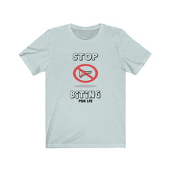 STOP BITING FEMALE Unisex Jersey Short Sleeve Tee - PDR LFE Heather Ice Blue / S PDR LFE