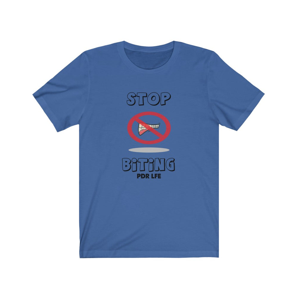 STOP BITING FEMALE Unisex Jersey Short Sleeve Tee - PDR L.F.E. 