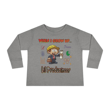 WHEN I GROW UP LIL PRODUCINEER Toddler Long Sleeve Tee - PDR LFE 2T / Heather PDR LFE