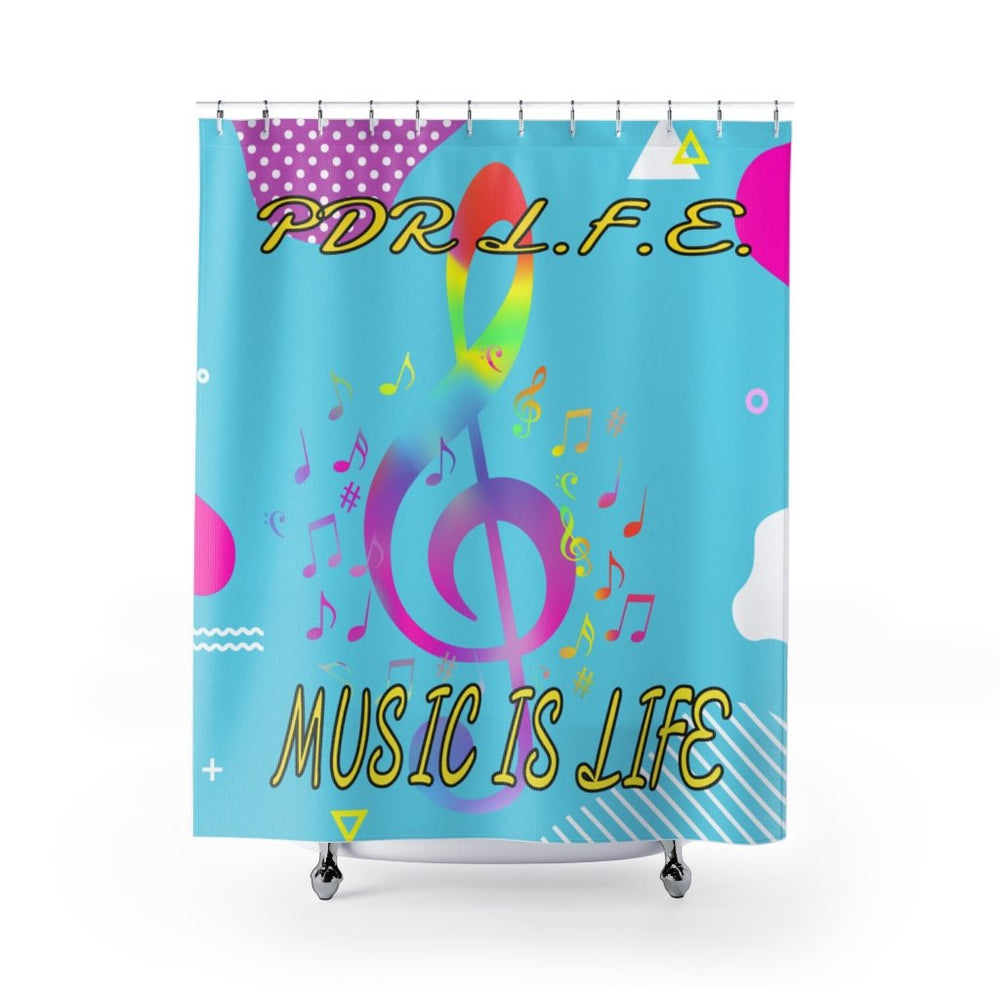 PDR LFE MUSIC IS LIFE Shower Curtains - PDR LFE 71" × 74" PDR LFE