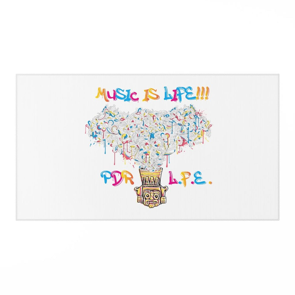 PDR LFE MUSIC IS LIFE Hip Hop Dornier Rug - PDR LFE White / 35" × 63" PDR LFE