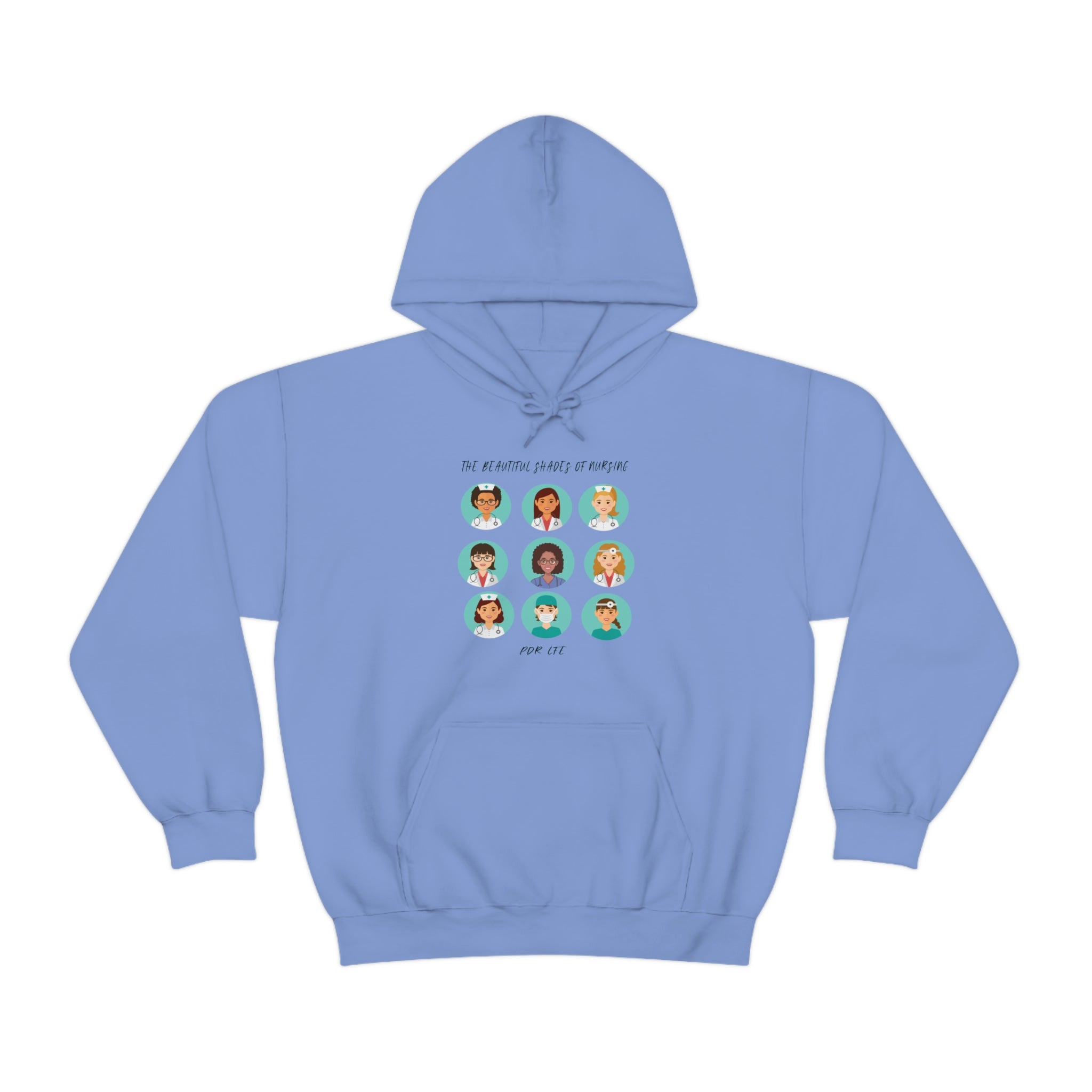 This unisex heavy blend hooded sweatshirt is relaxation itself. Made with a thick blend of cotton and polyester, it feels plush, soft and warm, a perfect choice for any cold day. In the front, the spacious kangaroo pocket adds daily practicality while the hood's drawstring is the same color as the base sweater for extra style points