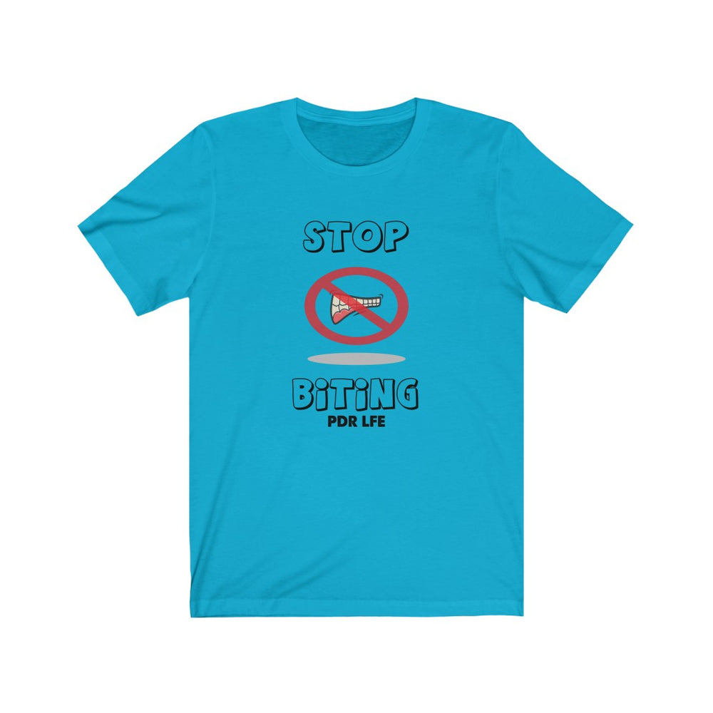 STOP BITING FEMALE Unisex Jersey Short Sleeve Tee - PDR L.F.E. 