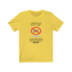 STOP BITING FEMALE Unisex Jersey Short Sleeve Tee - PDR LFE Yellow / S PDR LFE