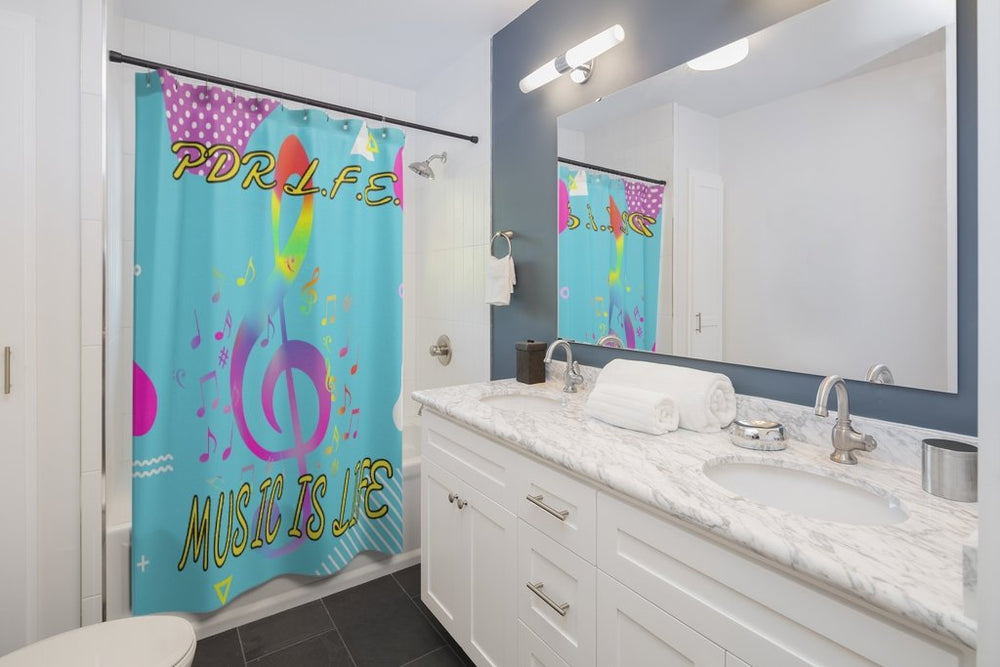 PDR LFE MUSIC IS LIFE Shower Curtains - PDR LFE 71" × 74" PDR LFE