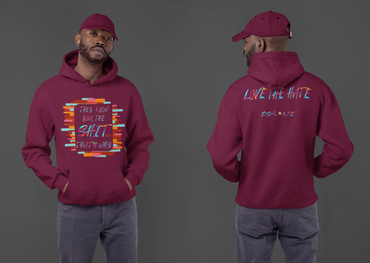 THEY KNOW WHY "LOVE THE HATE" SERIES Unisex Heavy Blend™ Hooded Sweatshirt - PDR LFE Maroon / S PDR LFE
