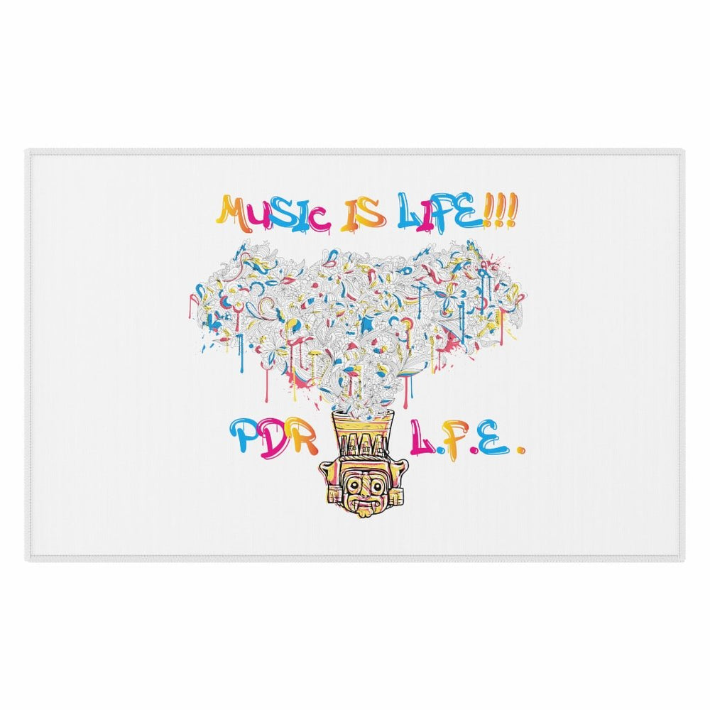 PDR LFE MUSIC IS LIFE Hip Hop Dornier Rug - PDR LFE White / 20" × 32" PDR LFE