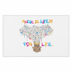 PDR LFE MUSIC IS LIFE Hip Hop Dornier Rug - PDR LFE White / 20" × 32" PDR LFE
