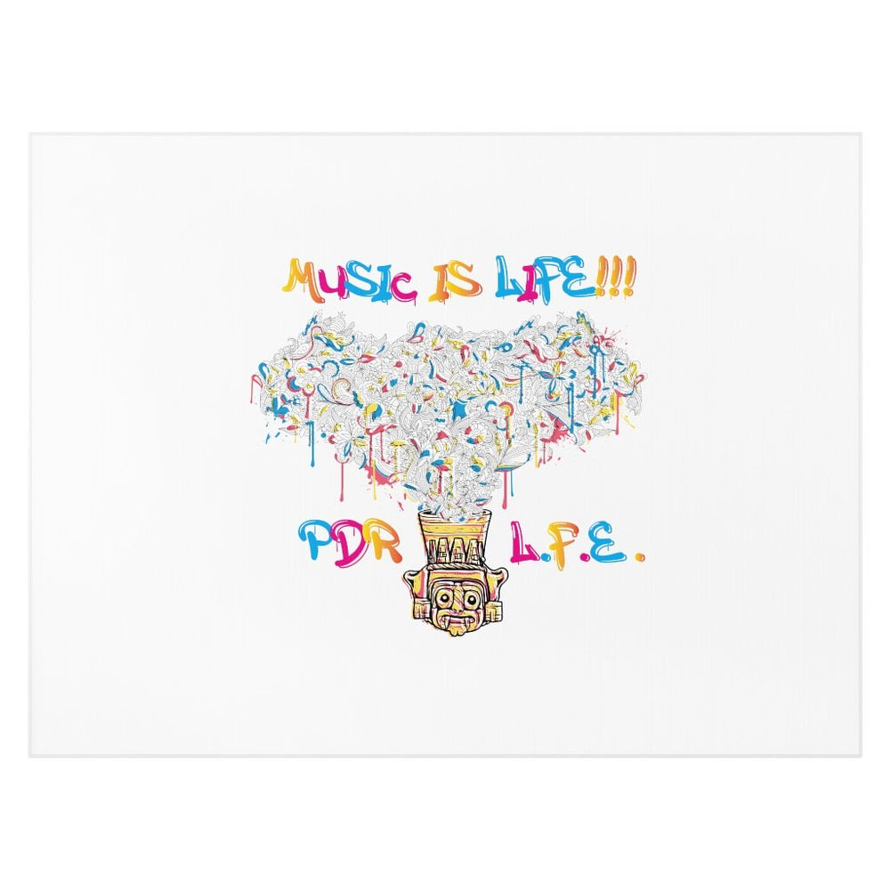 PDR LFE MUSIC IS LIFE Hip Hop Dornier Rug - PDR LFE White / 63" × 84" PDR LFE