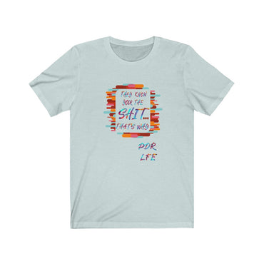 THEY KNOW PDR LFE "LOVE THE HATE SERIES" Unisex Jersey Short Sleeve Tee - PDR LFE Heather Ice Blue / XS PDR LFE